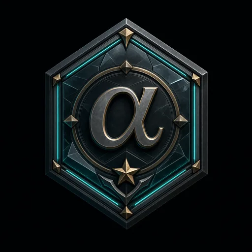 Achievement badge with an alpha emblem